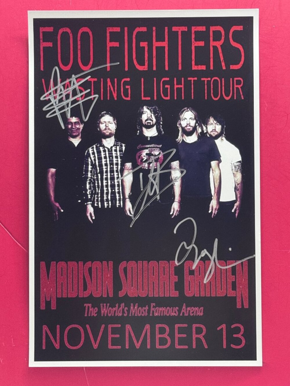 HAND SIGNED FOO FIGHTERS Wasting Light Poster by 3 band members AUTHENTI…